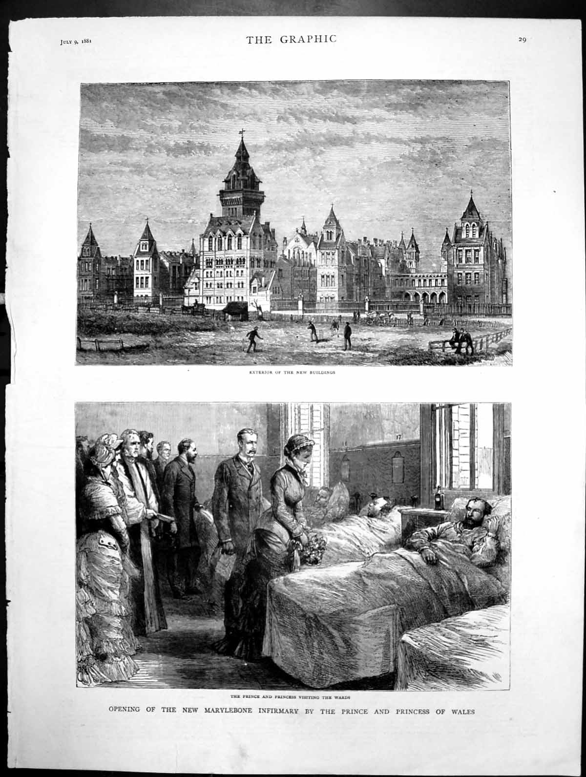 Antique Print Opening Marylebone Infirmary Prince Princess Wales Wards 1881