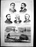 Old Print Wreck Iron Sailing Ship Plassey Sandgate Gales Earl Durham 1883 19th