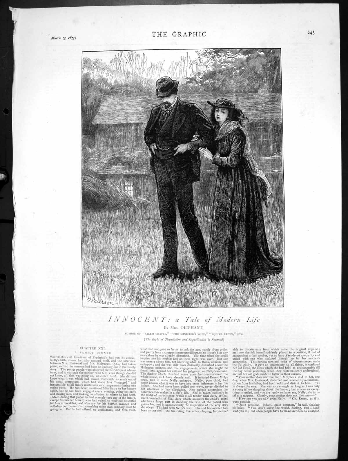 Antique Old Print Innocent Tale Modern Life H Paterson Couple Arm In Arm 1873