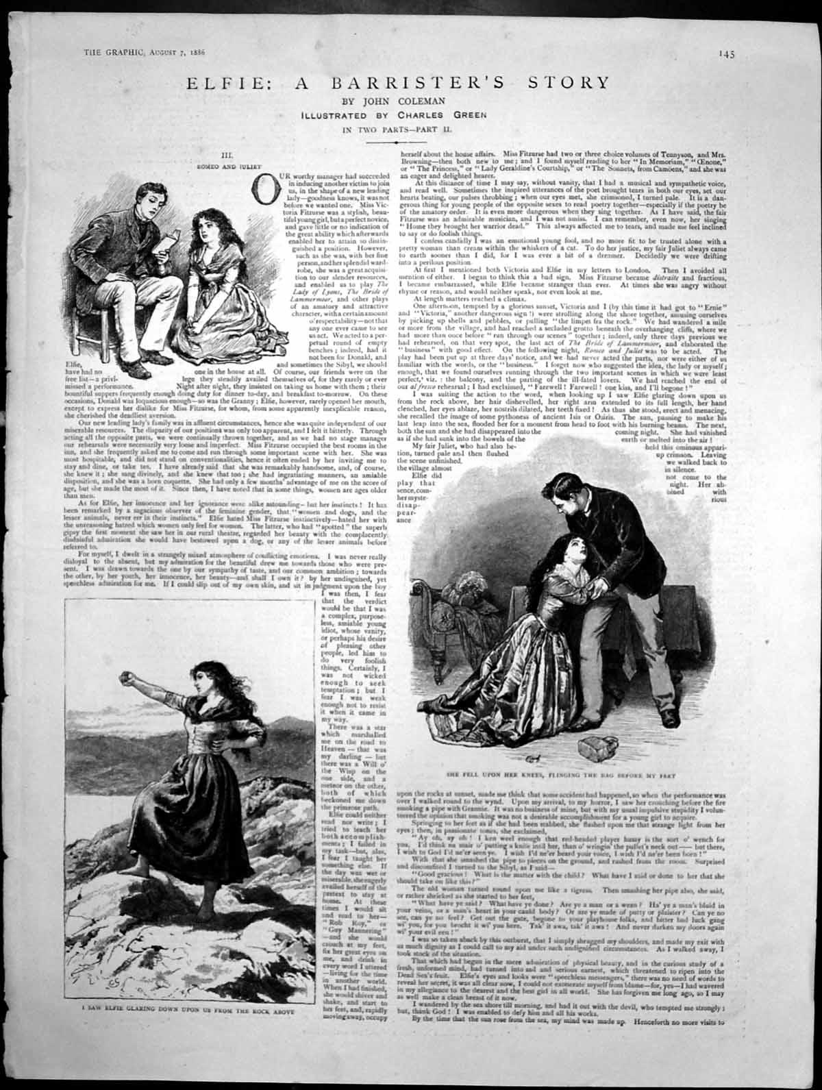 Old Elfie Barristers Story Romeo Juliet Fell Knees Bag Mans Feet 1886 Victorian