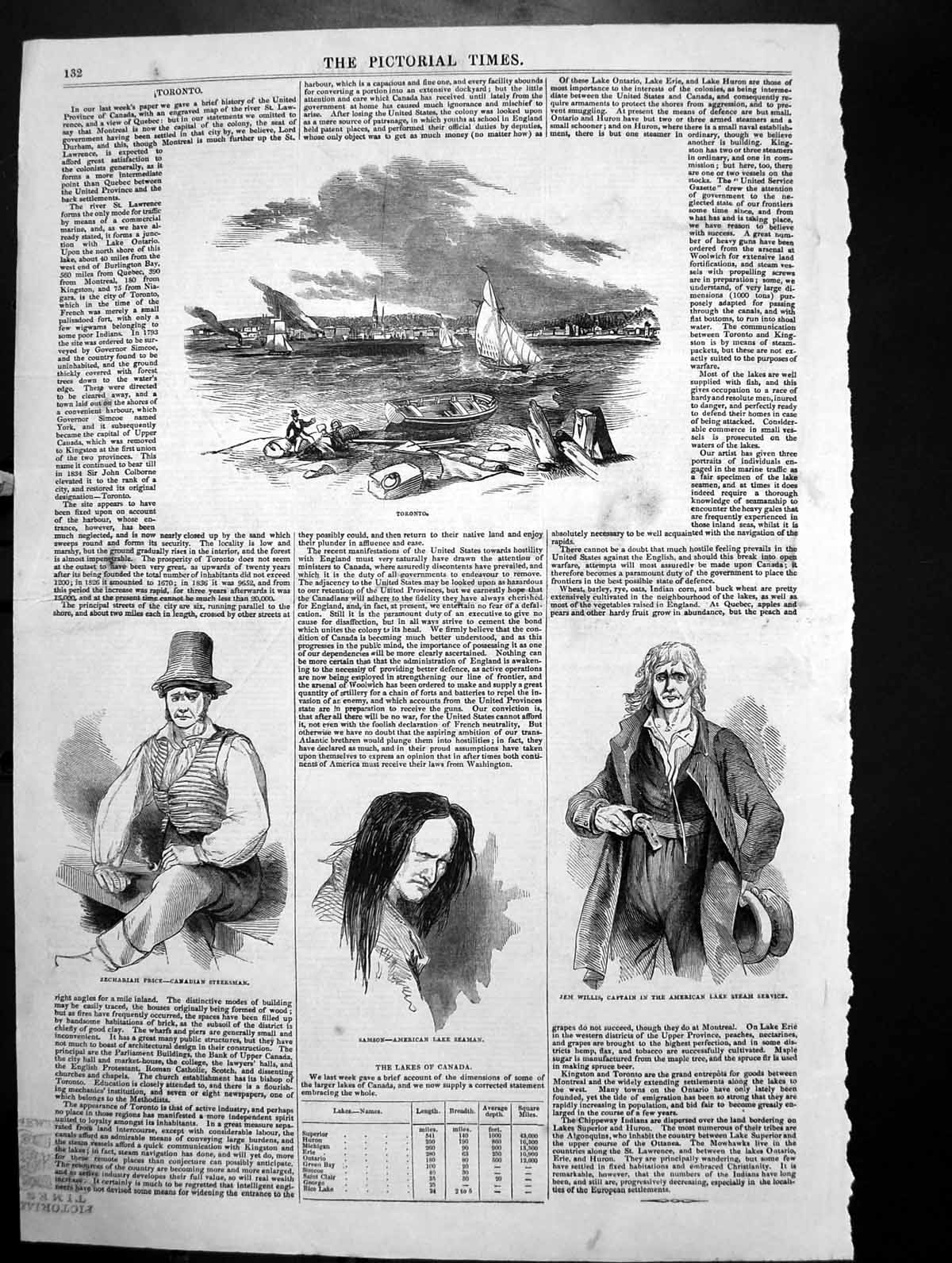 Antique Old Print Toronto Jem Willis Capt American Lake Steam Samson Z Price