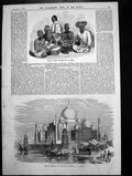 Antique Print Native Indian Gsmiths Marble Tomb Sultana Nour-Mahal Agra1858