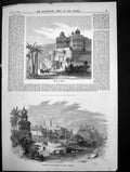 Antique Print Gate Agra City British India Palace Ex King Oude Lucknow 1858