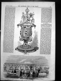 Antique Print Doncaster Cup Testing Spans Bridge Bombay Baroda Railway 1858