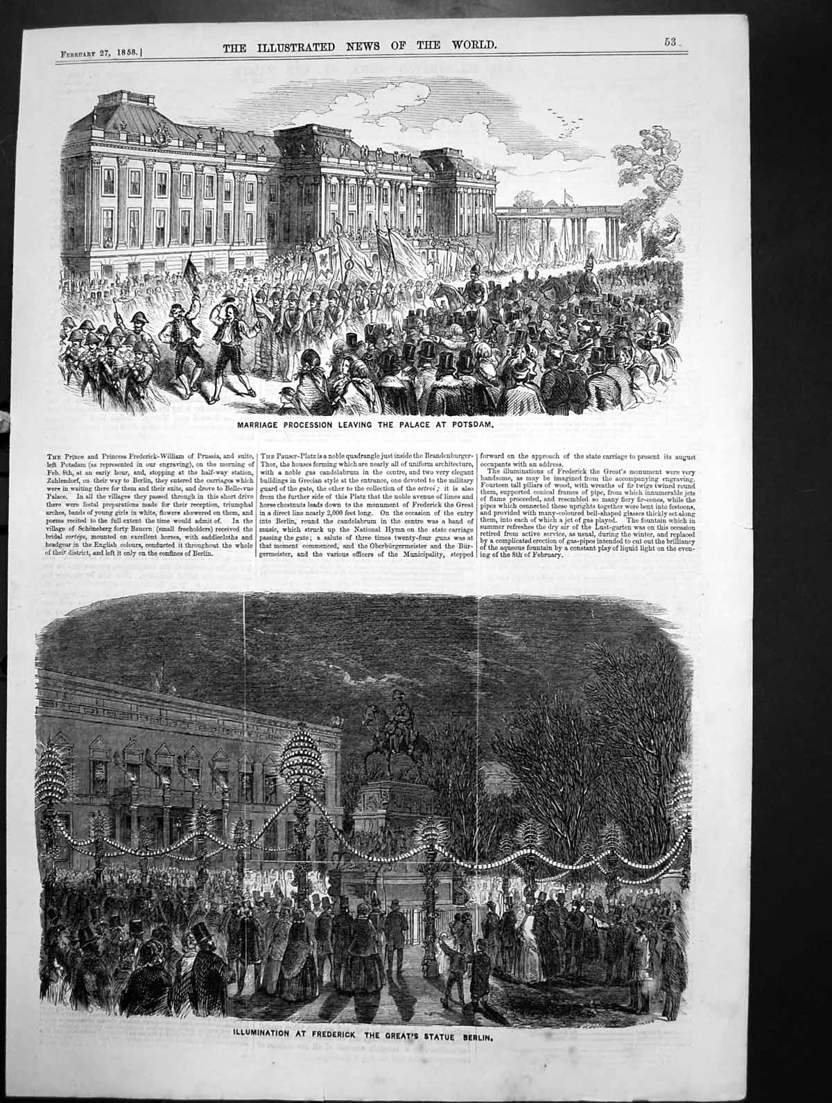 Old Marriage Procession Palace Potsdam Frederick Great Staue Berlin18 Victorian