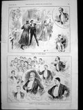 Antique Old Print Flight Terrys Theatre Banquet French Football Players 1893