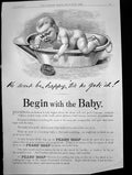 Old Antique Print Pears Soap Begin With Baby Bath No Free Fat Alkali 1891 19th