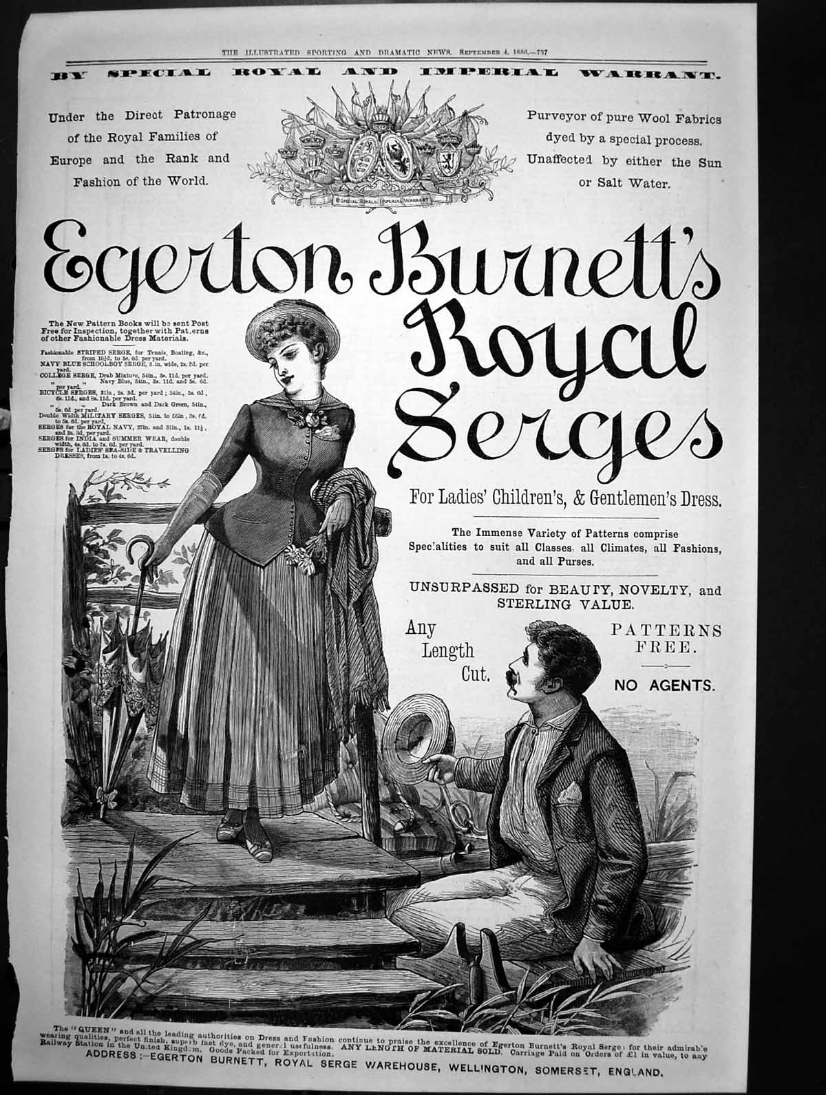 Old Egerton Burnetts Royal Serges Wool Fabrics Dyed Ladies Gents 1886 Victorian