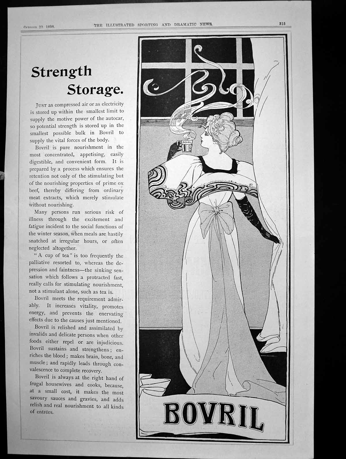 Old Lady Drinking Bovril Nourishment Concentrated Appetising Form1898 Victorian