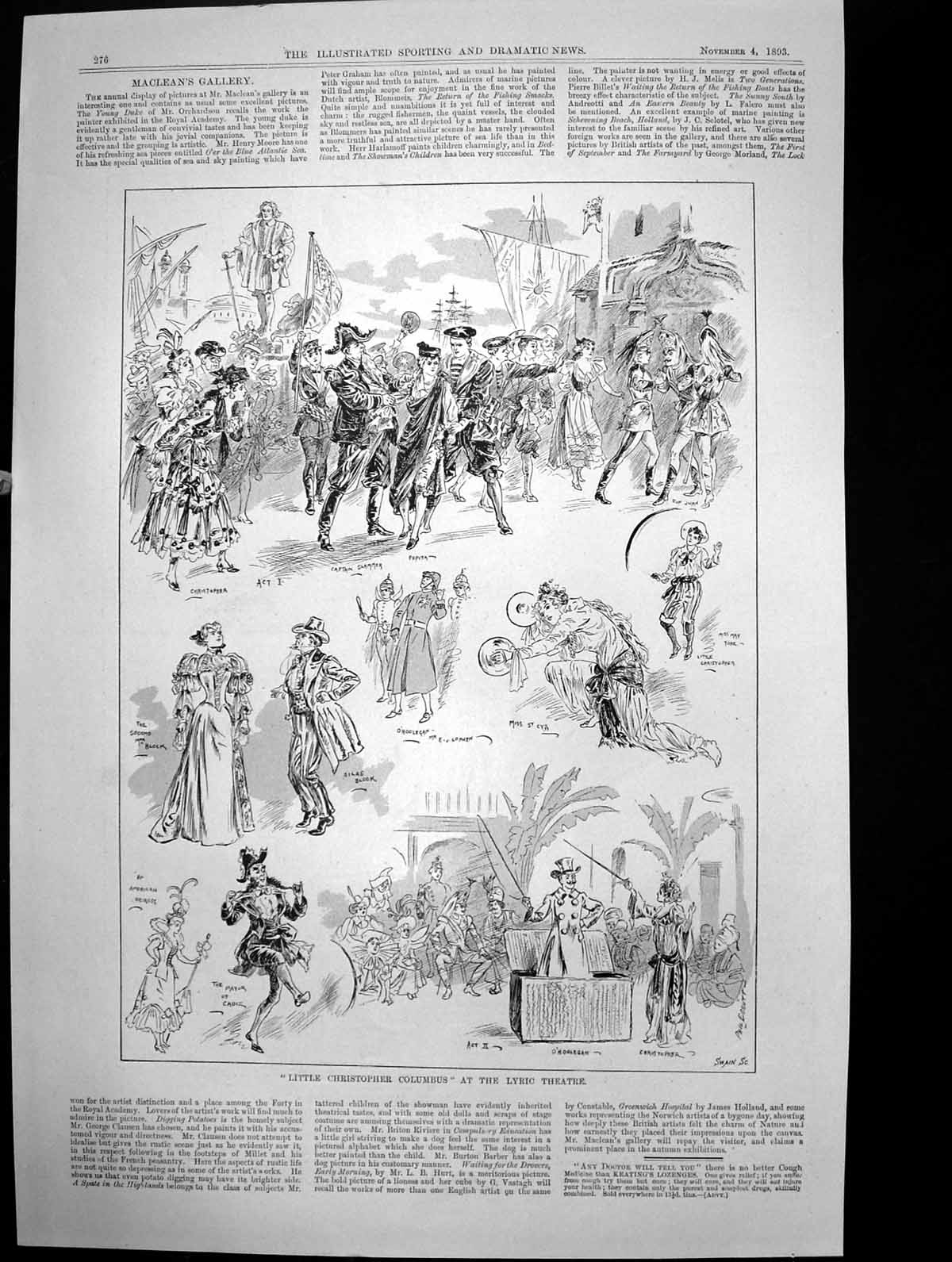 Old Little Christopher Columbus Lyric Theatre Capt Slammer Pepita 189 Victorian