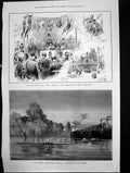 Old Print Sculling Perkins V Matterson Thames Opening Metro Gardens 1886 19th