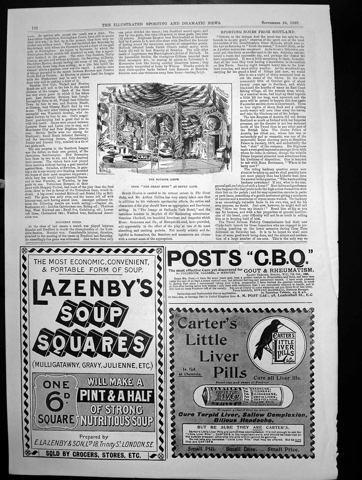 Old Print Great Ruby Boudoir Scene Drury Lane Lazenbys Soup Squares 1898 19th