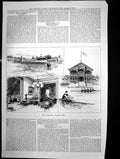 Antique Print Manhattan Athletic Club Grounds Boat House Reading Room 1887 19th