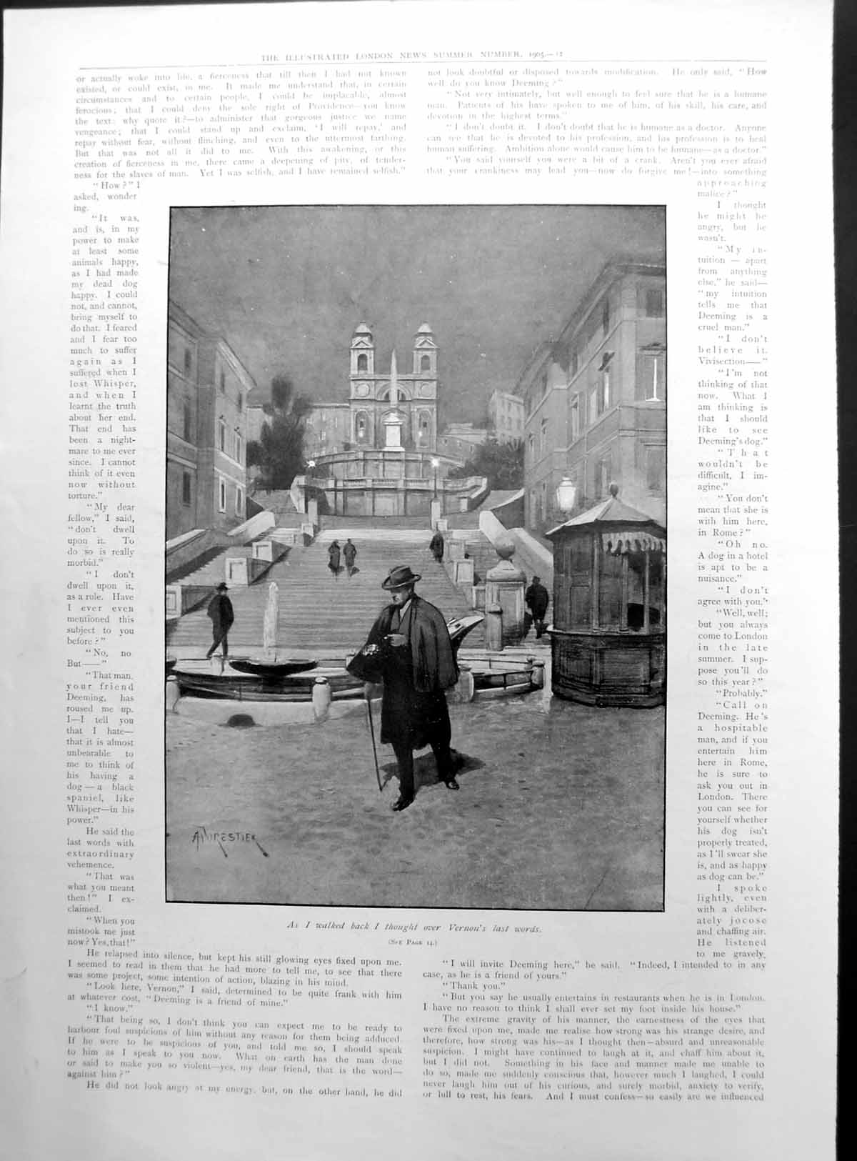 Antique Print Vernons Last Words Conversation Dining Room A Forestier 1905 20th