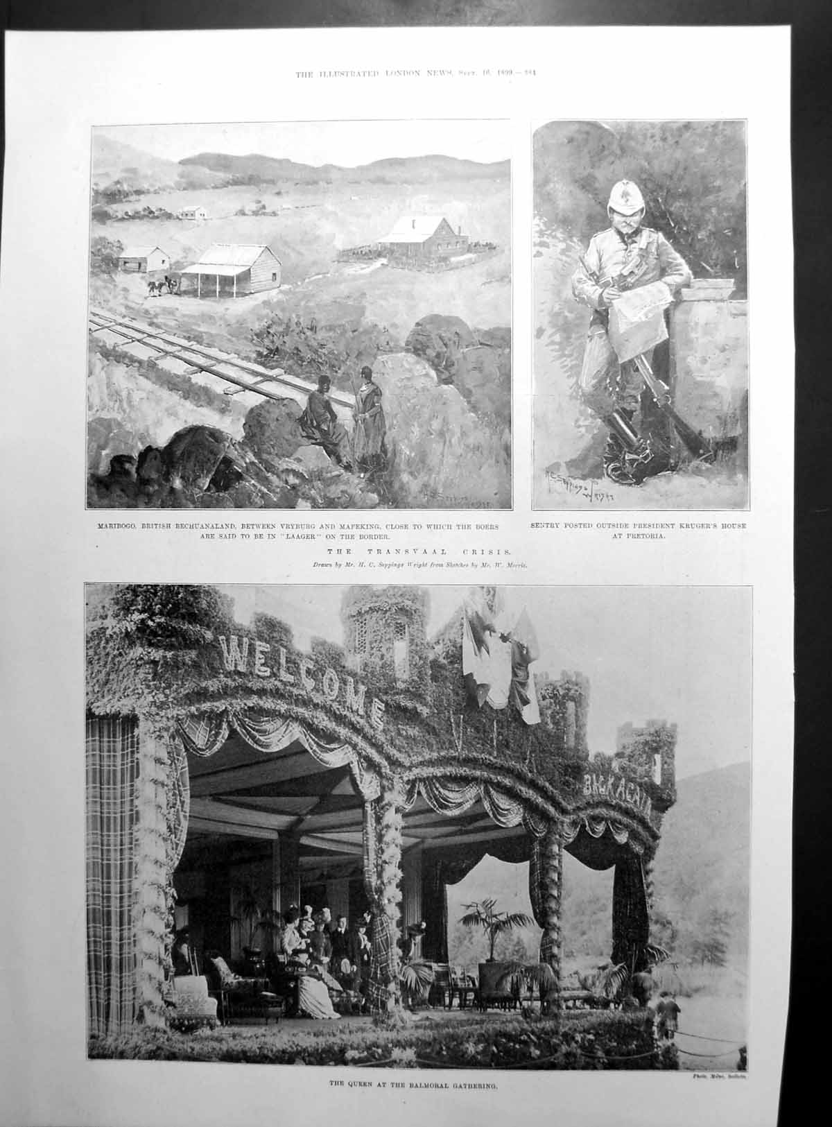 Antique Old Print Queen Balmoral Gathering Dreyfus Trial Rennes Maribogo 1899