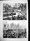 Antique Old Print Return Gen Booth Steam Boats Demonstration Col Grant 1892