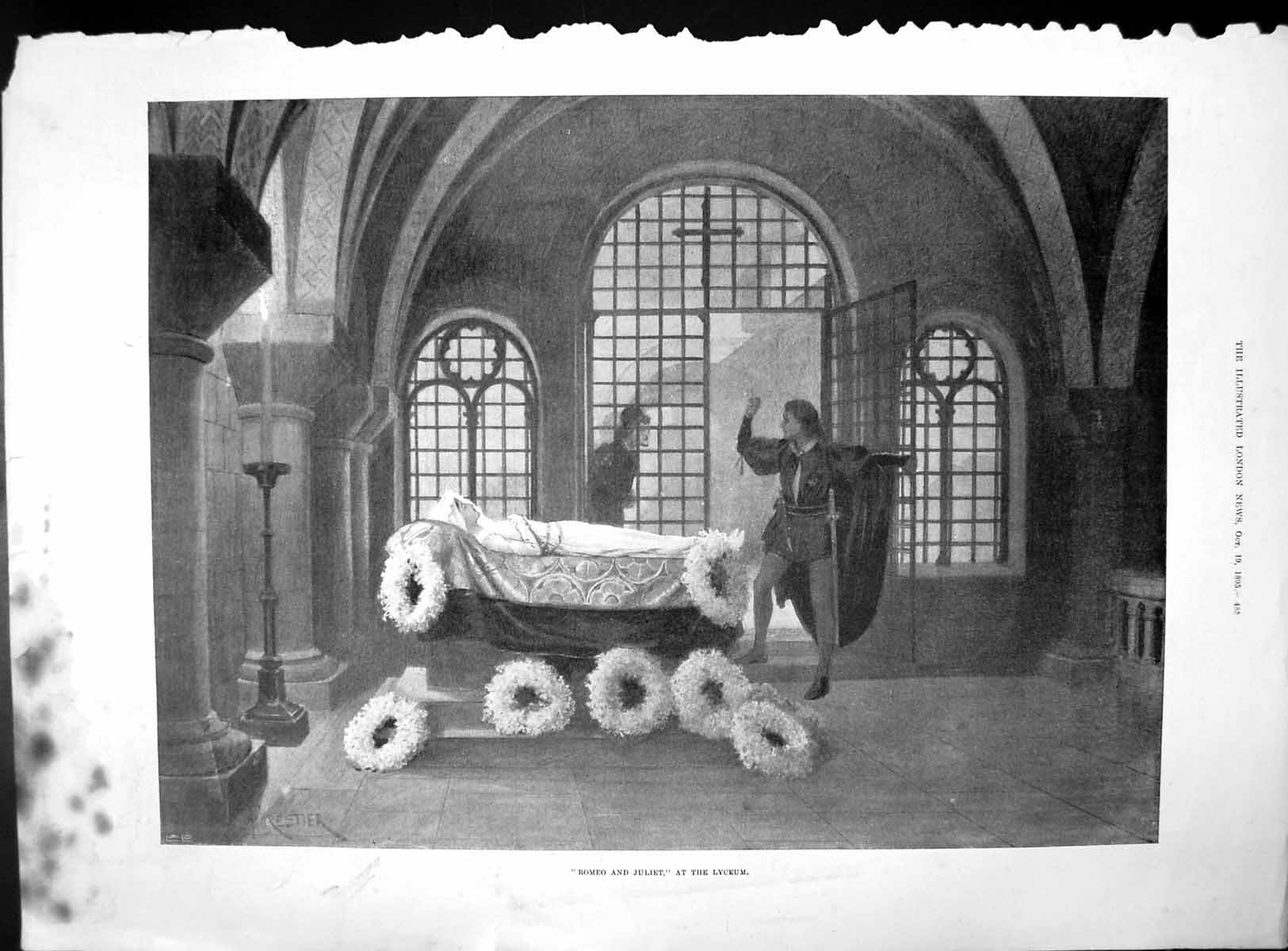 Antique Print Romeo Juliet Lyceum Kirkstall Grange Leeds E Beckett Mp 1895 19th