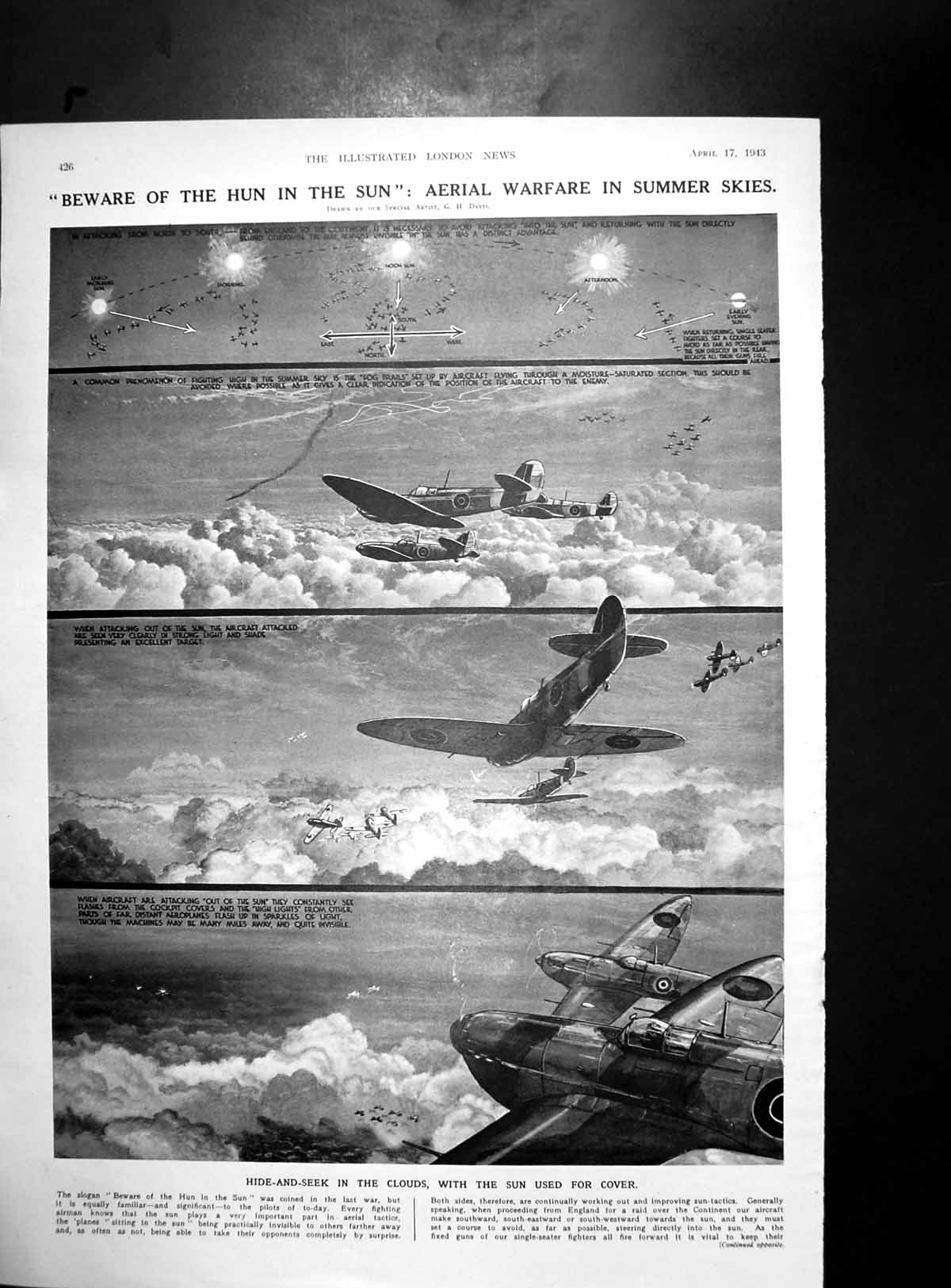 Old Vintage Print Aerial Warfare Summer Skies Gen Montgomery Tunisia 1943 20th