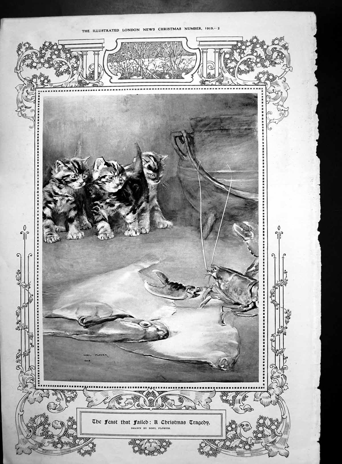 Antique Old Print Feast That Failed Noel Flower Good Days Percy Spence 1919