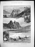 Antique Old Print Sketches Bohemia Tryons Ships Milford Haven A Squadron 1889