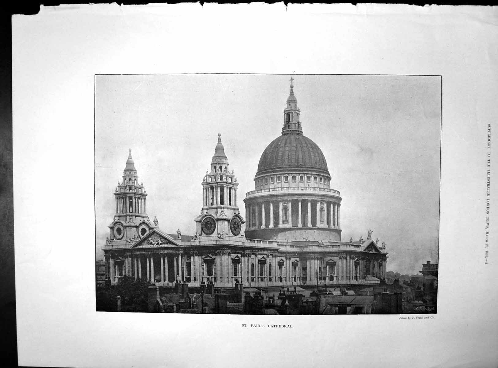 Original Old Antique Print St Pauls Catheedral Truro Cathedral Reredos 1895