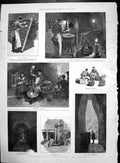 Antique Old Print Reims Making Champagne Remueur Cellars Casks Pommery 1889