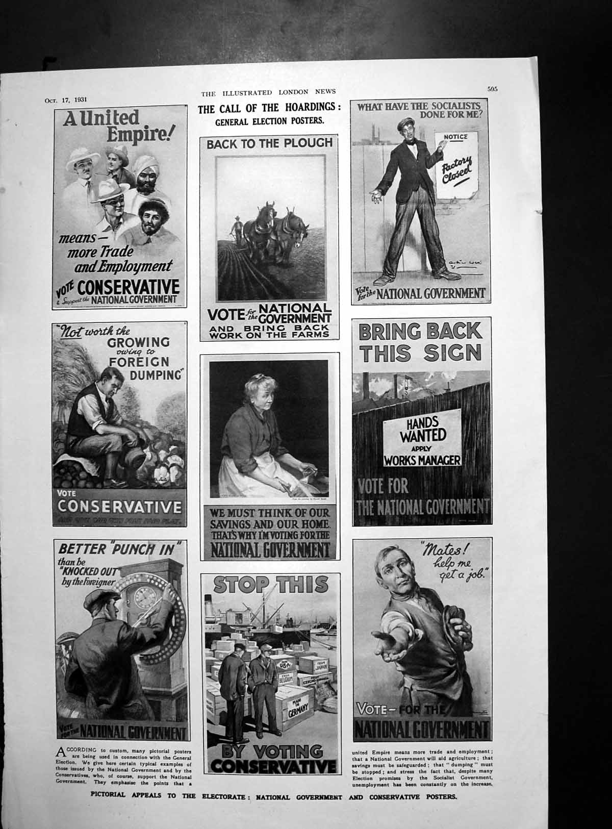 Antique Old Print Pictorial Appeals Electorate Posters Rescue Swallows 1931