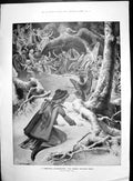 Antique Old Print Fairies Yuletide Feast H Gandy An Unwelcome Summons 1903 20th