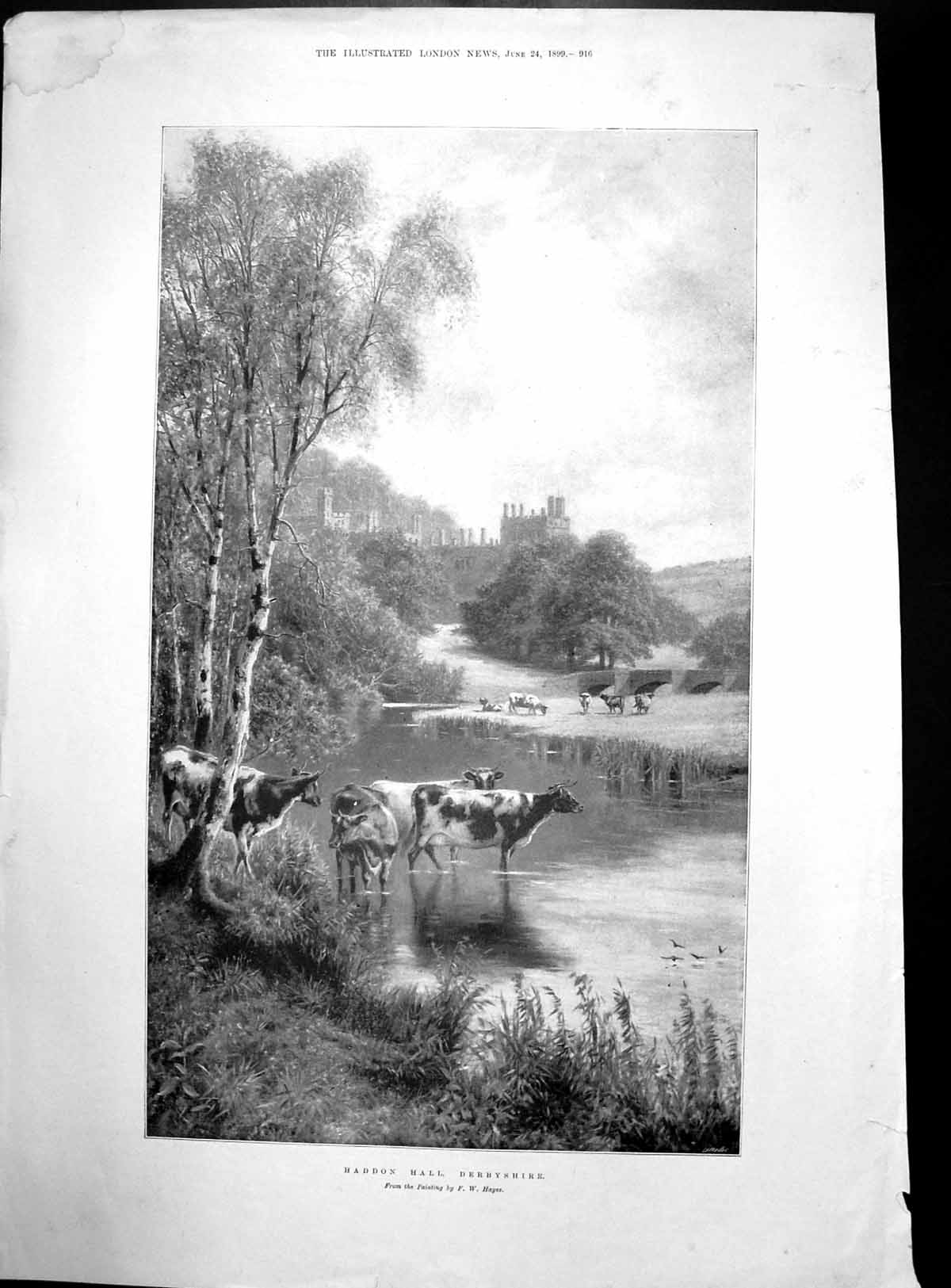 Antique Old Print Haddon Hall Derbyshire H M Judges St Pauls Cathedral 1899