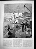 Antique Old Print Deck Hms Howe Aground Laureates Davenant Cibber Rowe 1892