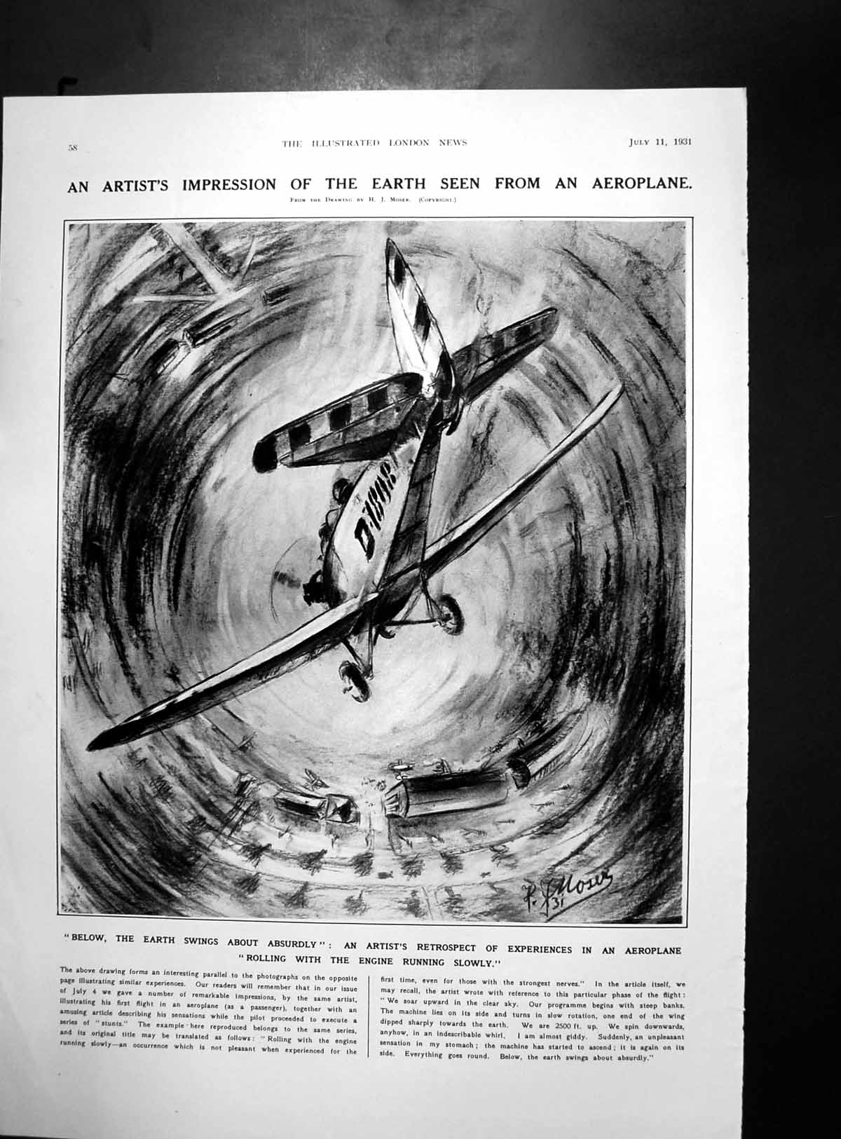 Old Print Earth Seen From Aeroplane Wimbledon Tennis Singles Finals 1931 20th
