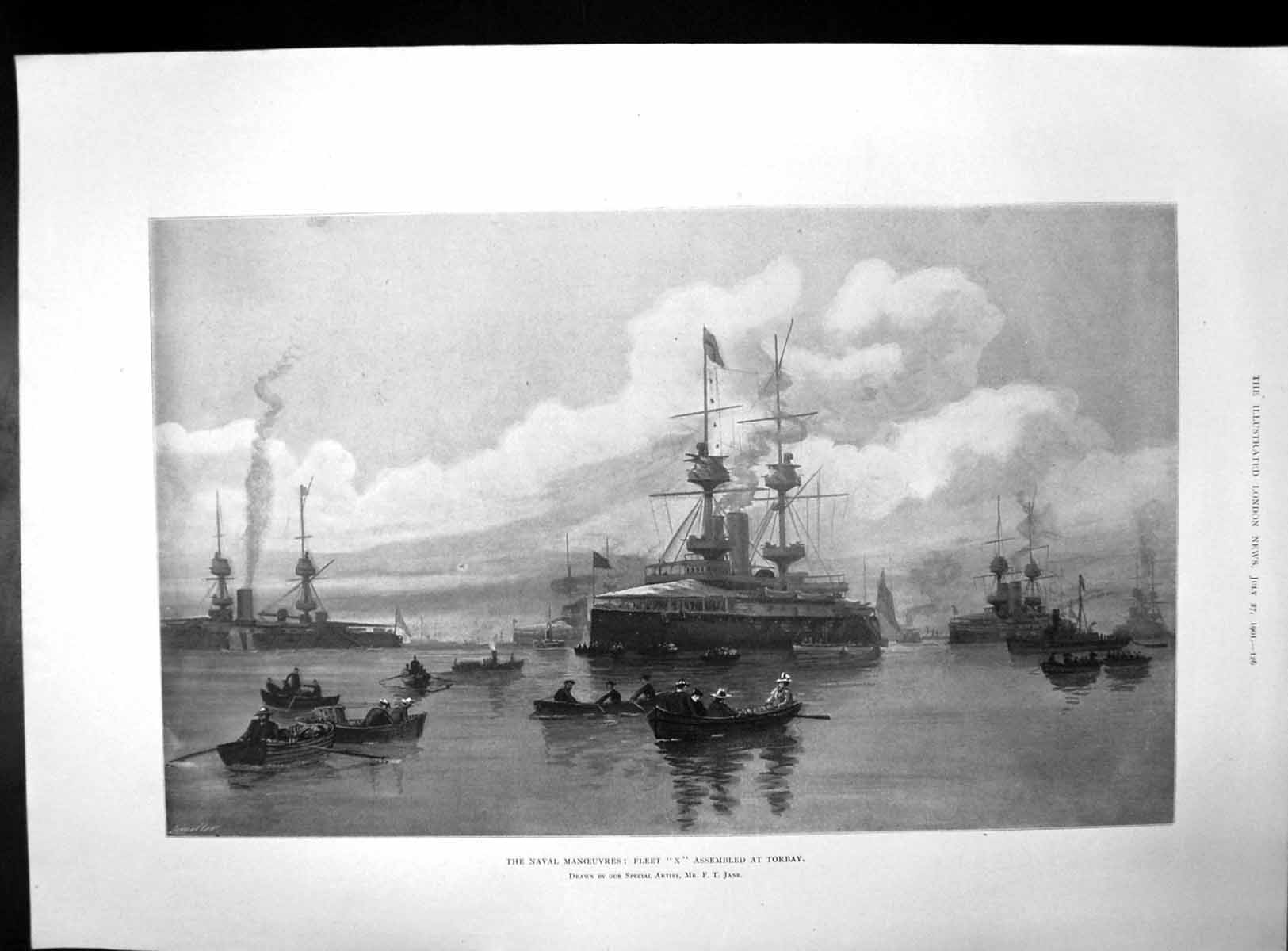 Antique Print Naval Fleet X Torbay Wireless Telegraphy Winners Bisley 1901 20th