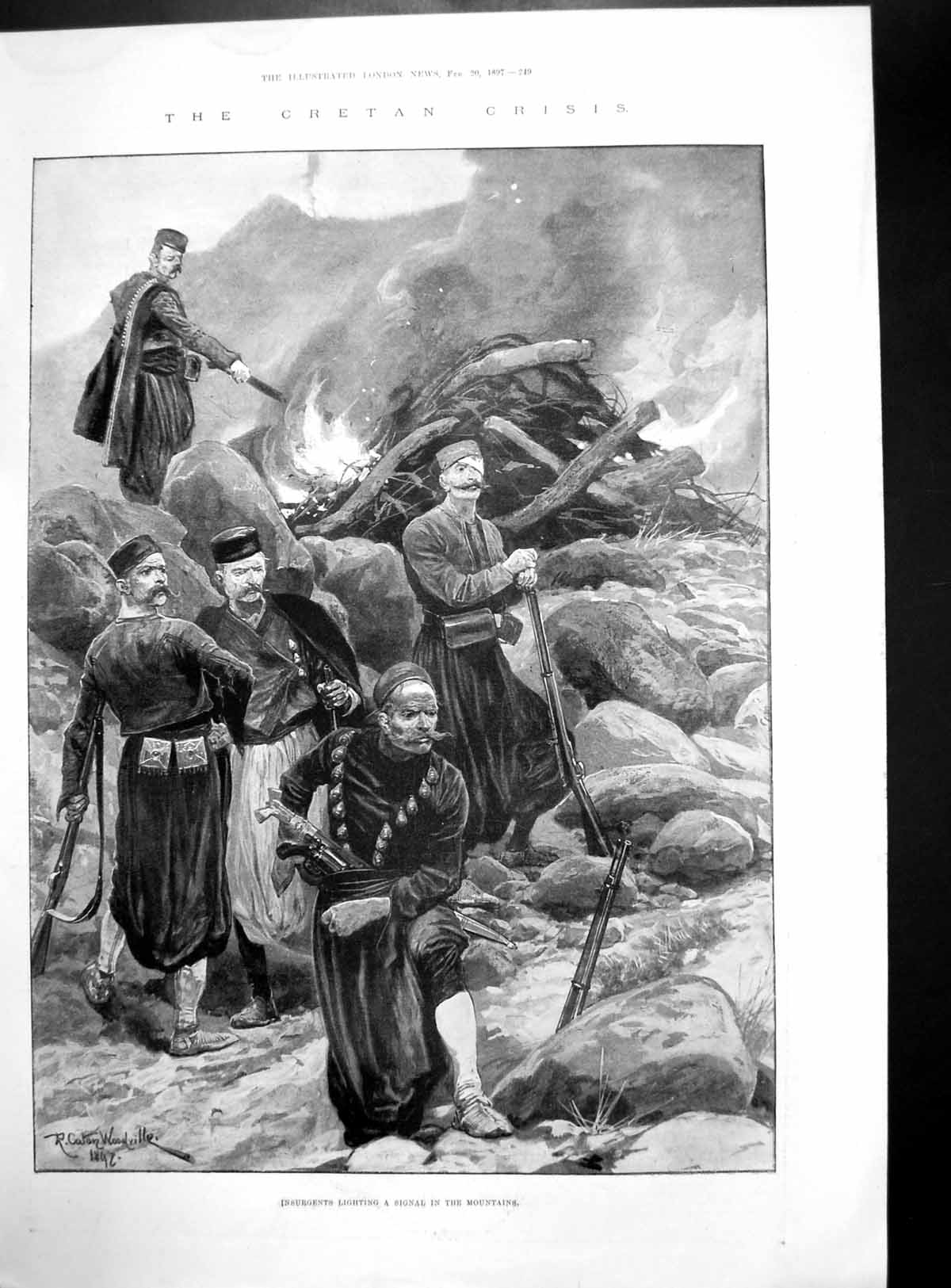 Antique Print Cretan Crisis Insurgentsfort Paleocastro British Squadron1897