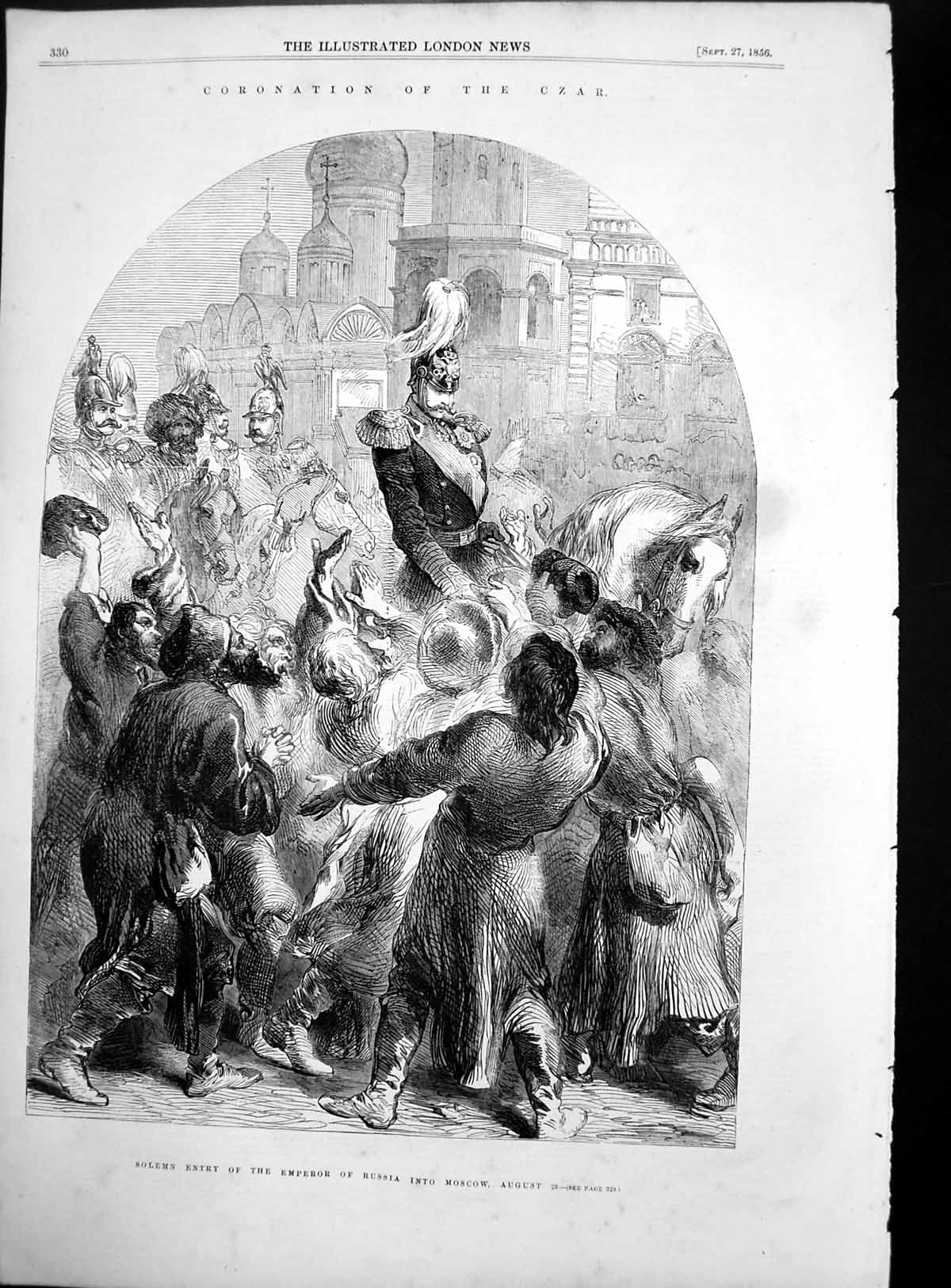 Antique Print Coronation Czar Emperor Russia Moscow Paris Fashions Oct 1856