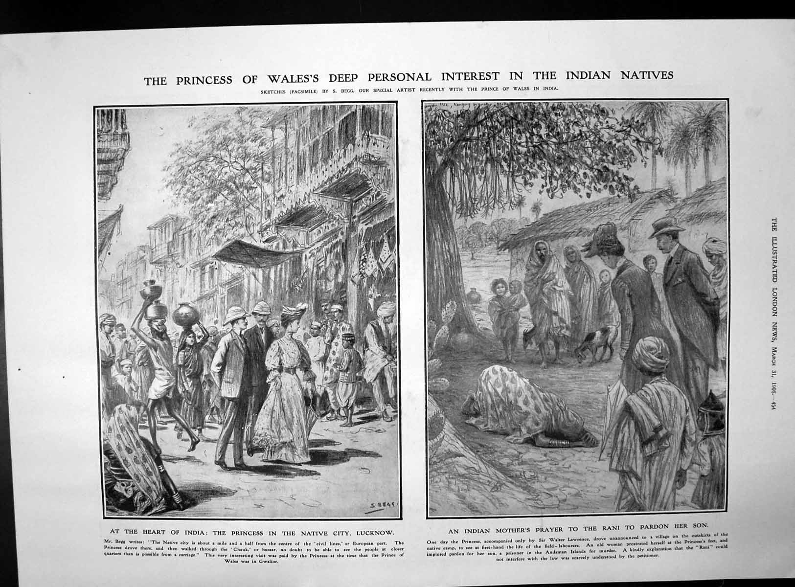 Antique Print Prince Princess Wales Indian Natives Togos Heroes Ashore 1906