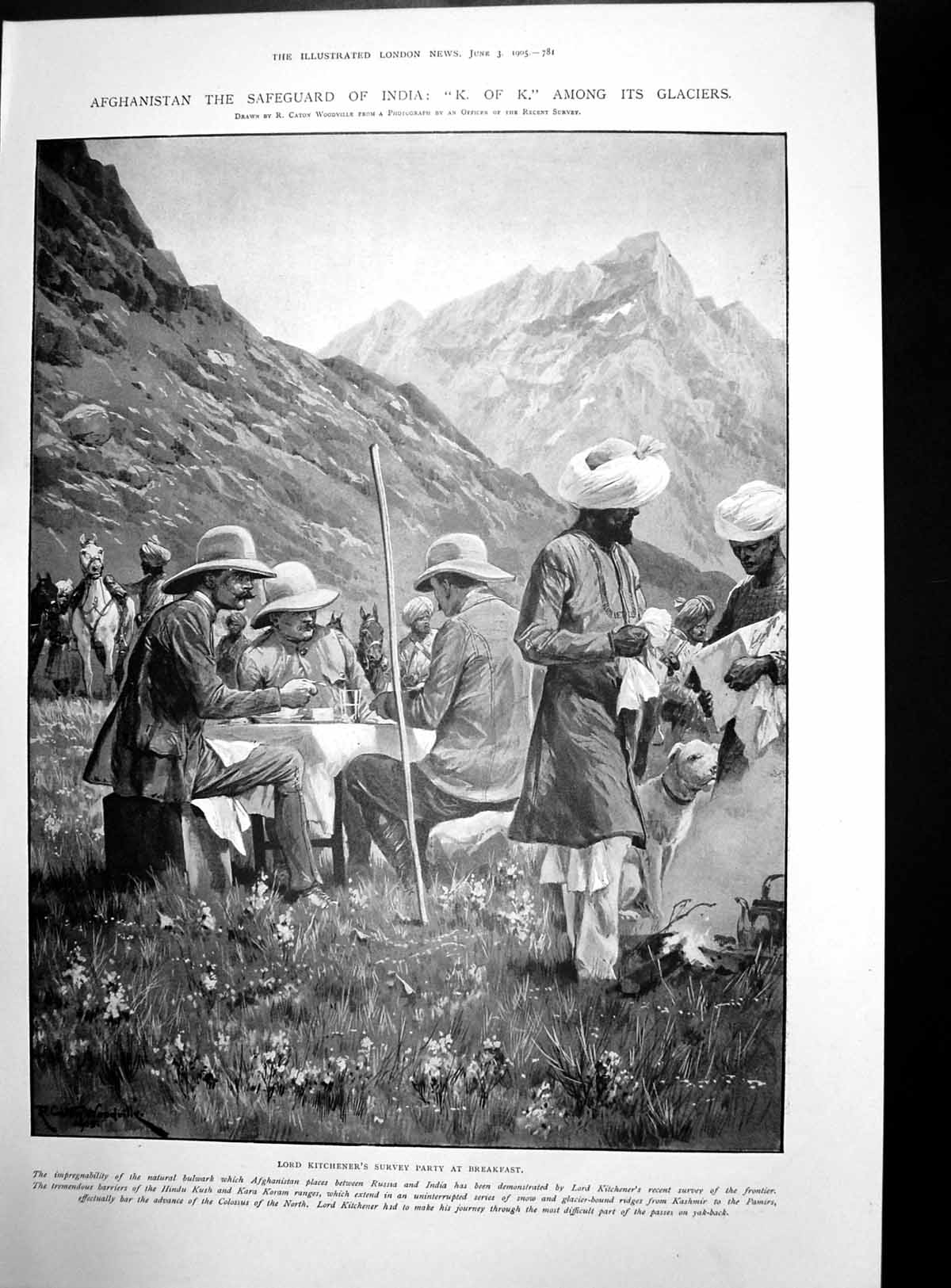 Old Antique Print Afghanistan Lord Kitcheners Survey Indian Frontier 1905 20th