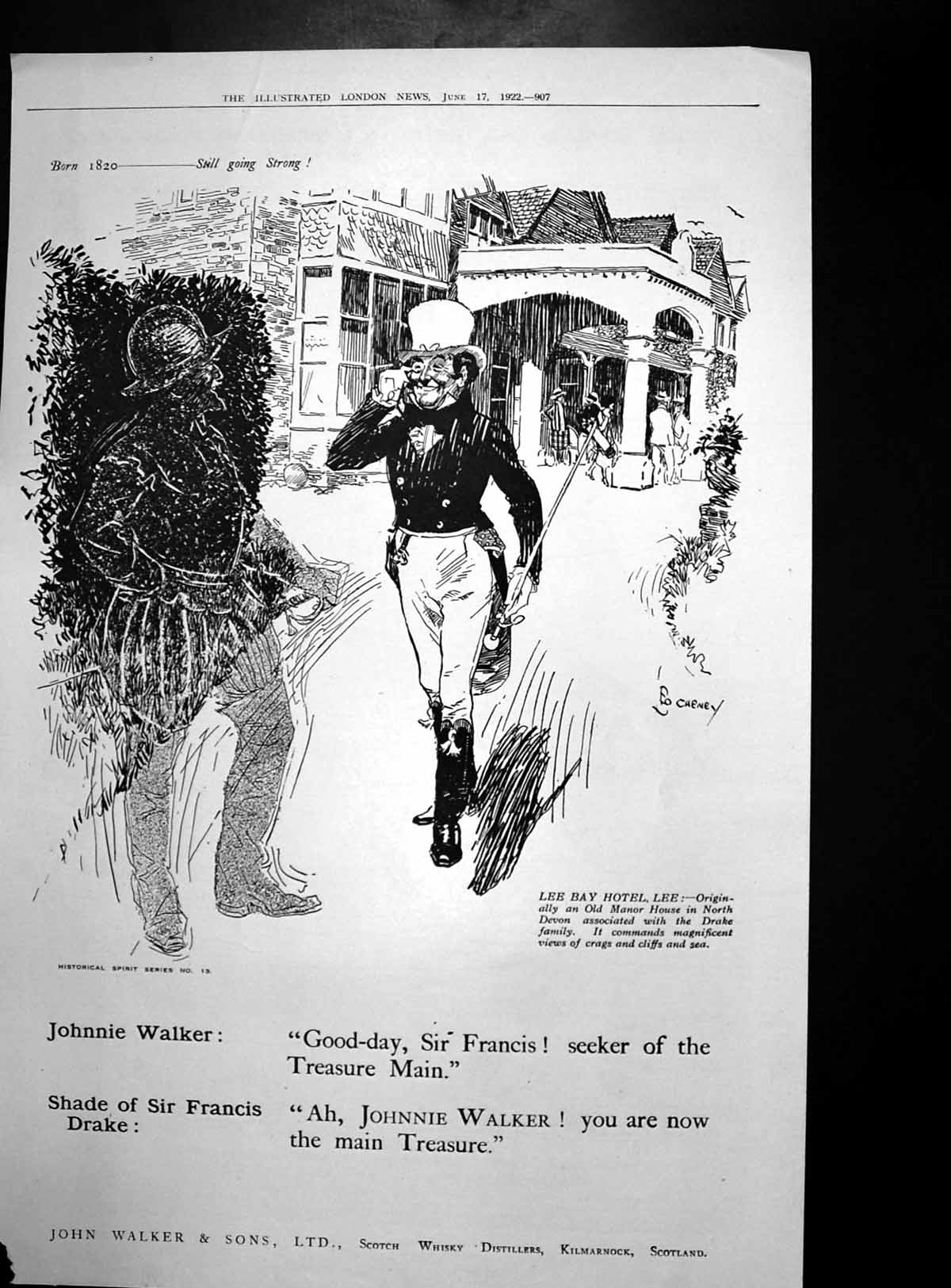 Old Print Johnniewalker Whisky City Nagpur Liner De Reszkecigarettes1922 20th