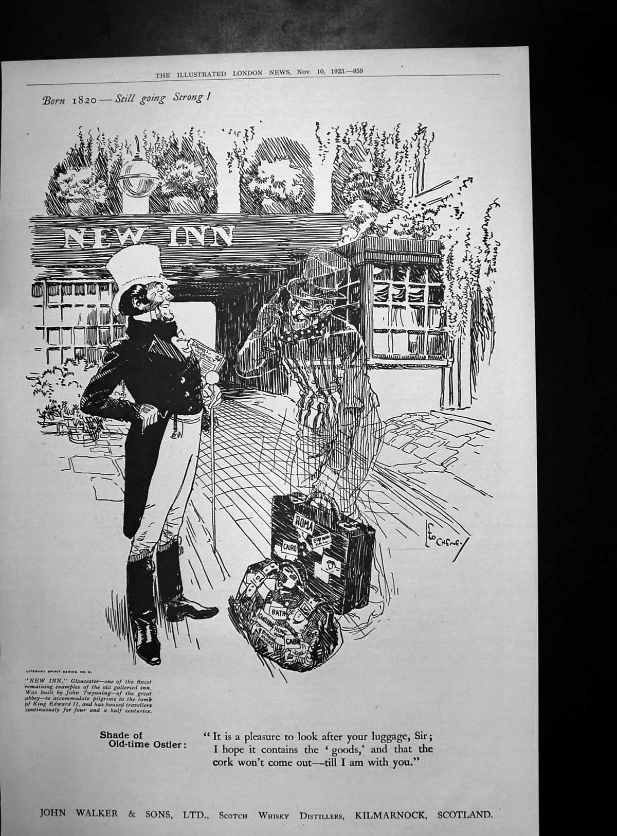 Antique Old Print John Walker Whisky Mappin Webb Spoons Fashions Fancies 1923