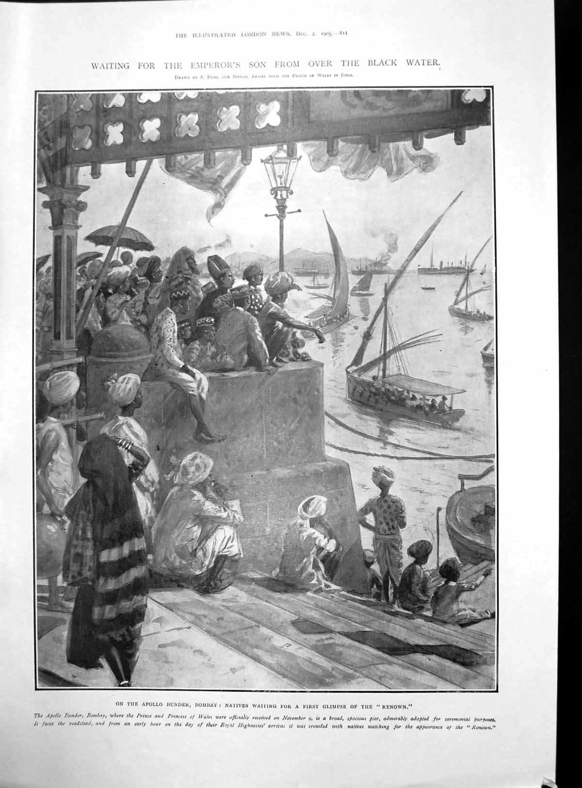 Antique Old Print Waiting Emperors Son Bombay Christmas Presents Rings 1905