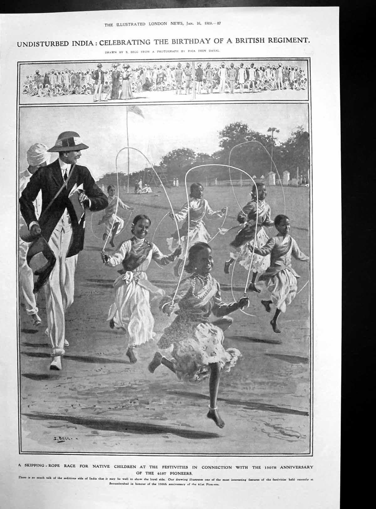 Antique Print Natives Festivities Birthday Br Regiment Dorothy Waldorf 1909