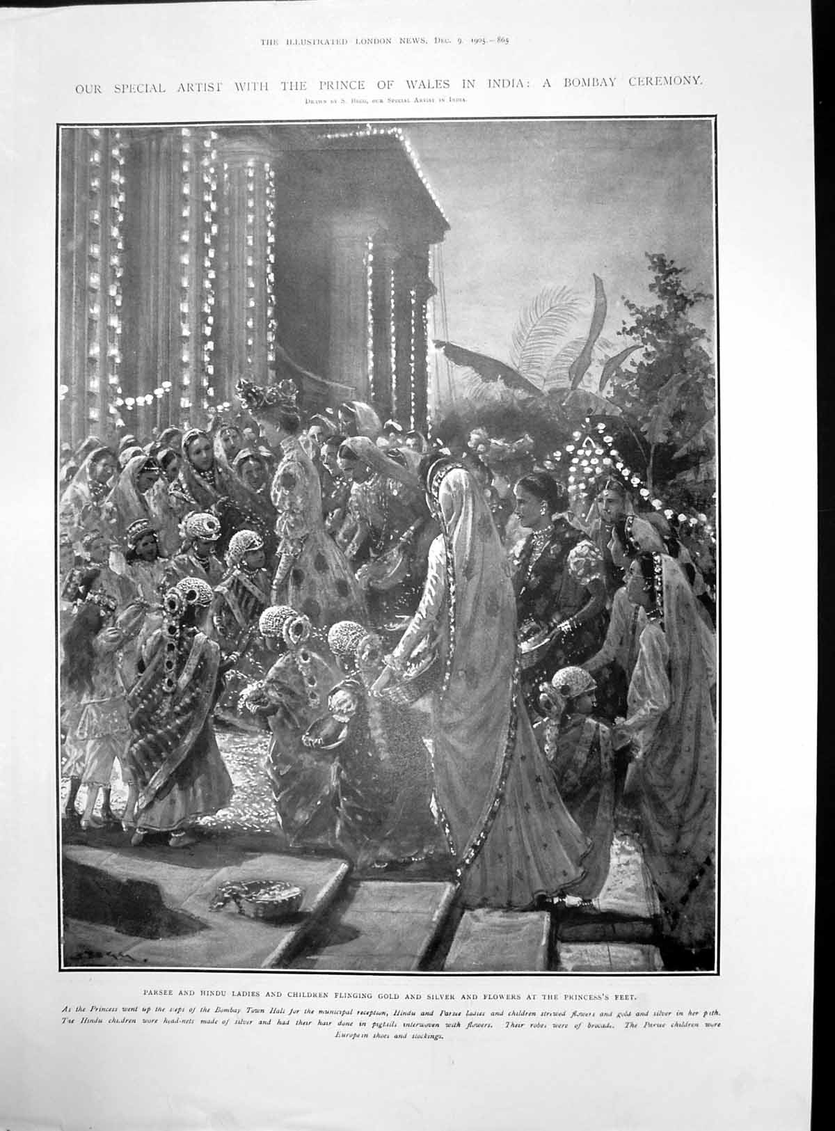 Antique Print Royal Family Italy Riding Hindu Ladies GSilver Princess 1905 20th