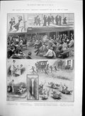 Antique Old Print Prince Dream Marble Agra Gwalior Amusements P&O Liner 1905