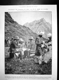 Antique Old Print Lord Kitcheners Survey Party Glaciers Afghan Bulwark 1905