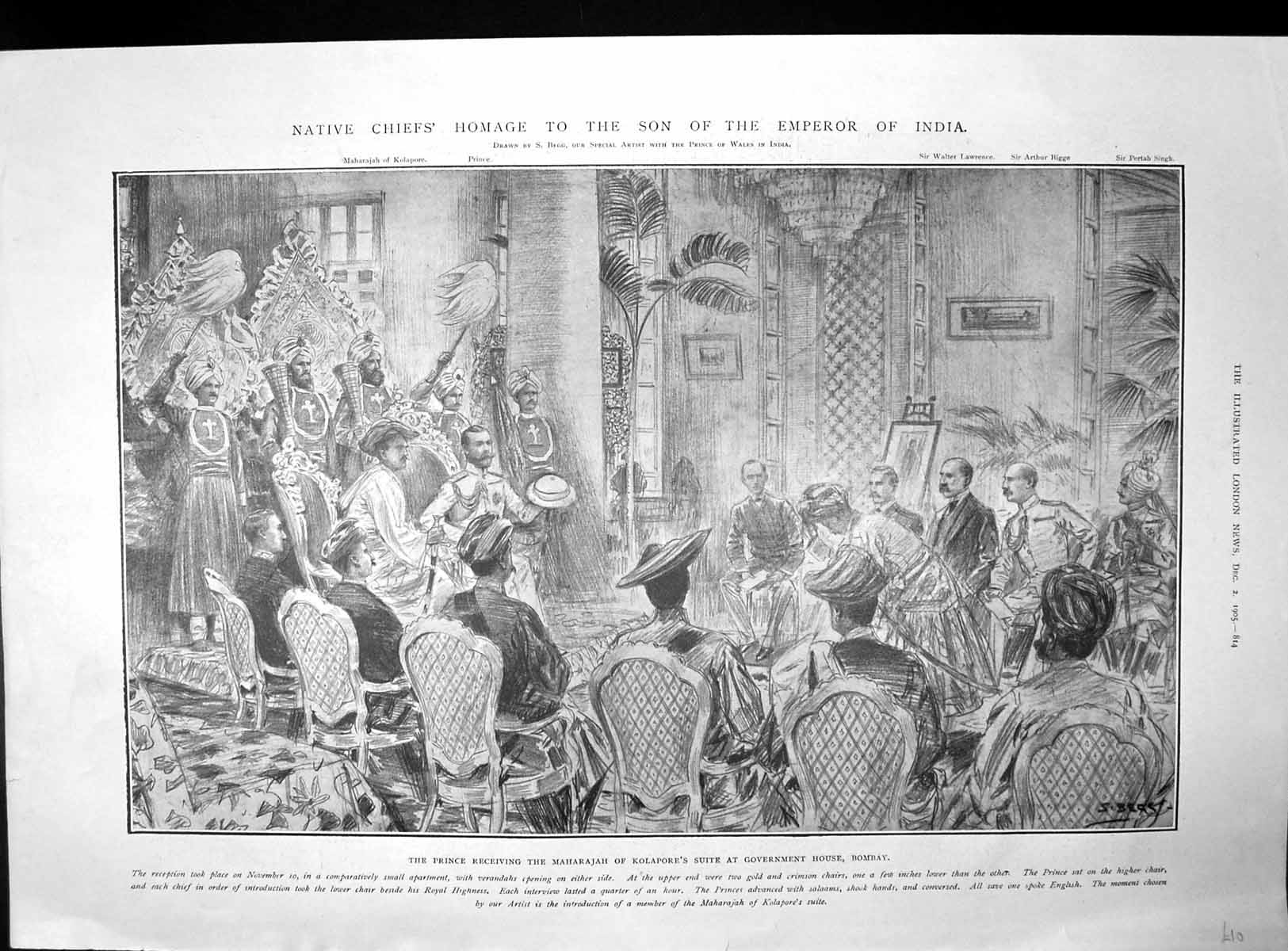 Antique Print Prince Governmenthouse Bombay Necklet Parisian Diamondco1905 20th