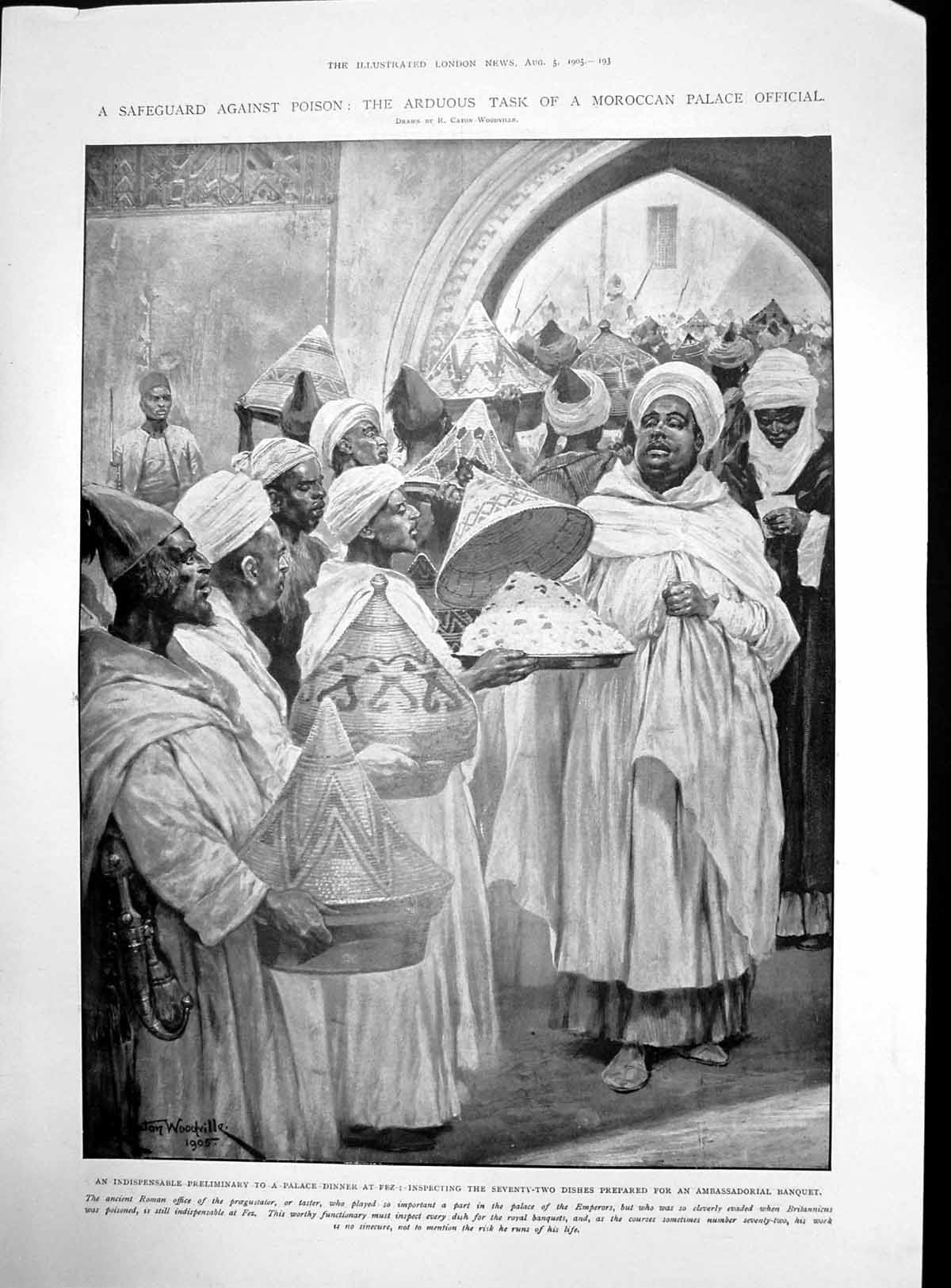 Antique Print Moroccan Inspecting Dinner Polar Exploration Sledges Fan 1905