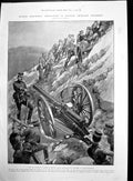 Antique Old Print Japanese Artillery Lien-Shan-Kwan Trenches Port Arthur 1904