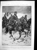 Original Old Antique Print Japanese Cavalry Rexer Automatic Machine Gun 1905