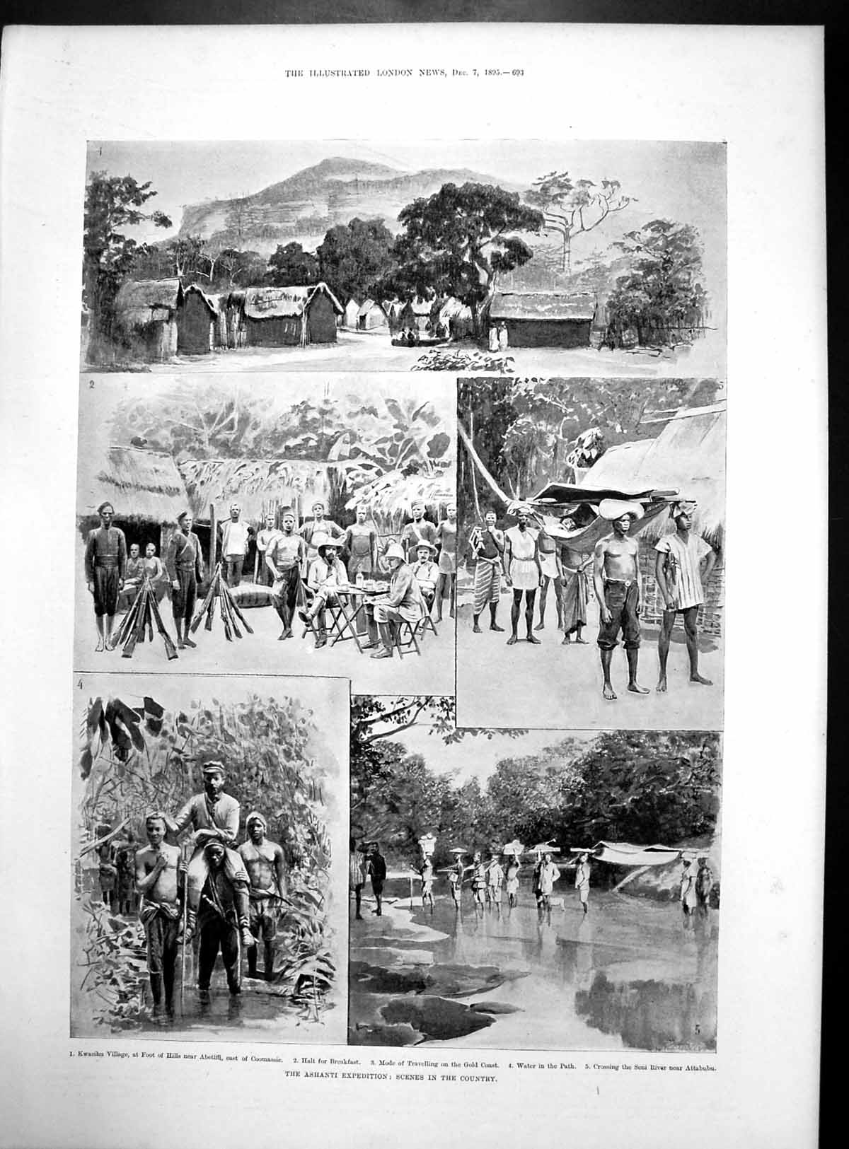 Antique Old Print Ashanti Expedition Seni Riner Kwasihu PrWl Courthope 1895
