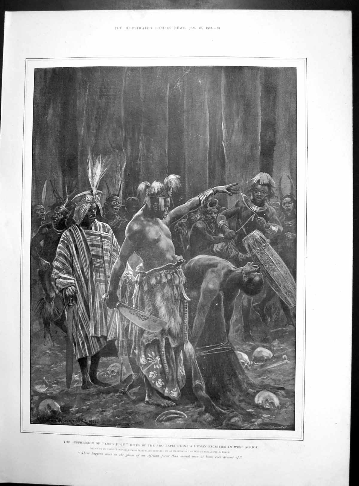 Old Print Suppression Long Ju Ju Rites Aro Expedition Admiral Sotheby1902 20th