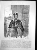 Antique Old Print Dahomey Toffa King Porto Novo Police Sergeant Grace 1892 19th
